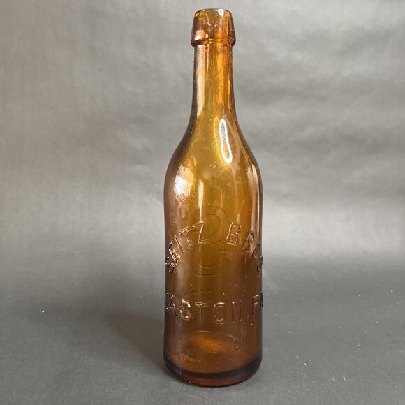 Antique Seitz Bros Soda Bottle – Amber Blob Top, 12 oz Embossed Glass, Easton PA - Picture 1 of 9